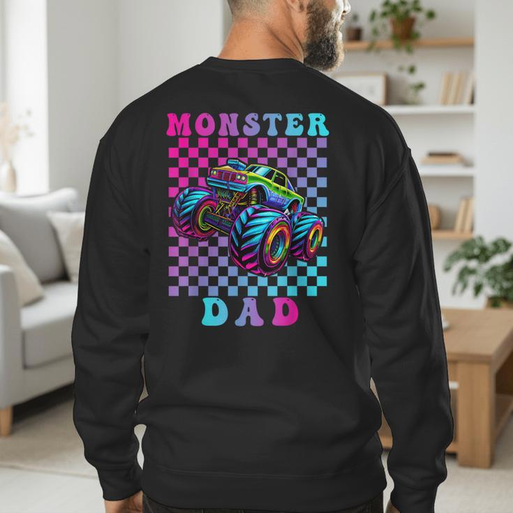 Monster Truck Dad Family Matching Shirt Truck Lovers Men's Sweatshirt Back Print