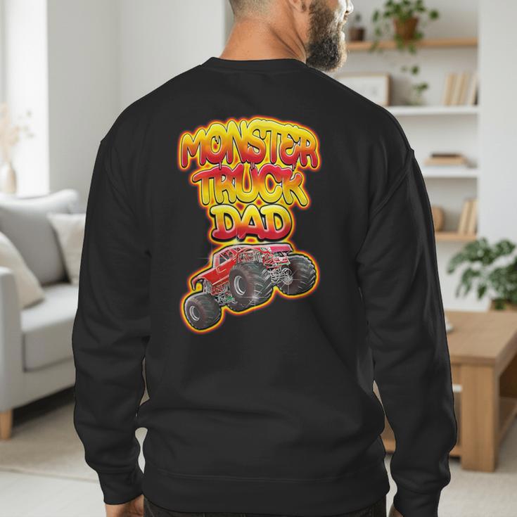 Monster Truck Dad Hot Red Graffiti Style Men's Sweatshirt Back Print Monster Truck Dad Hot Red Graffiti Style Men's Sweatshirt Back Print