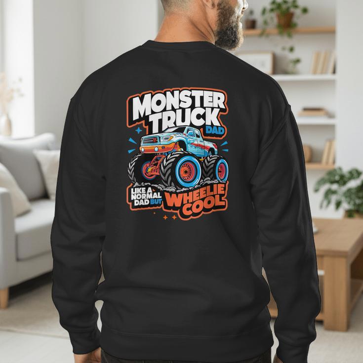 Monster Truck Dad Wheelie Cool Like Normal Dad Men's Sweatshirt Back Print
