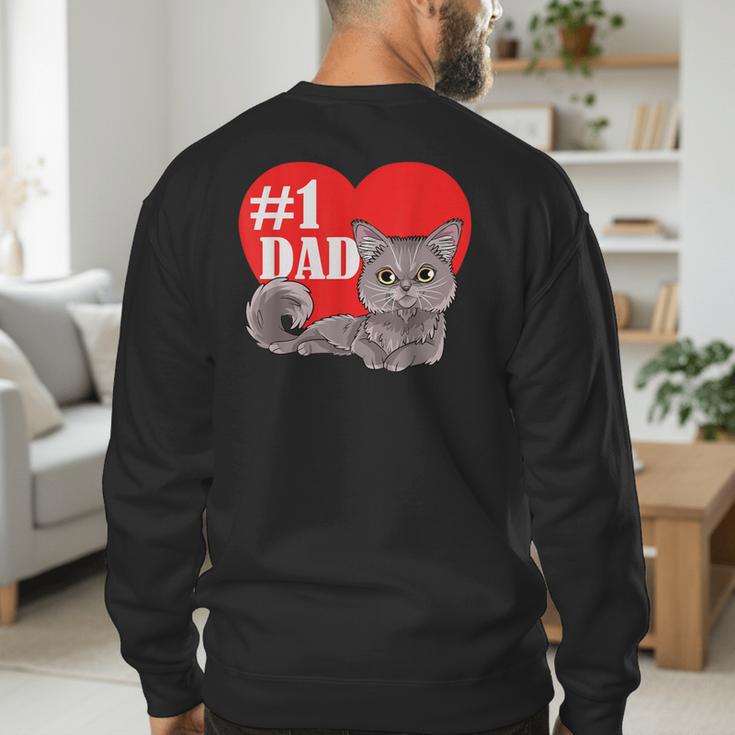 Nebelung Cat 1 Dad Father's Day Daddy Heart Decor For Men Women Kids Men's Sweatshirt Back Print