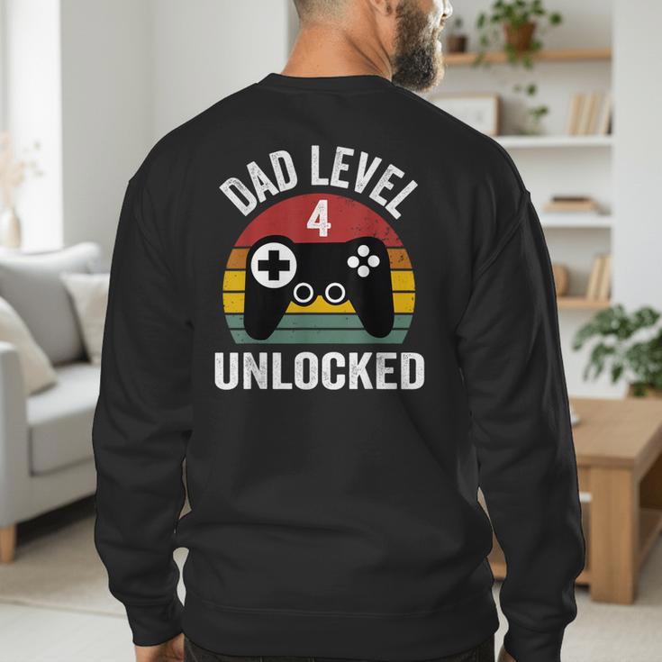 New Dad Shirt Dad Level 4 Unlocked For 4 Kids Gaming Men's Sweatshirt Back Print