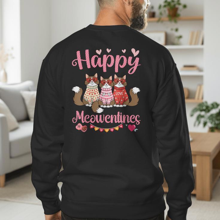 Norwegian Forest Cat Happy Meowentines Valentine Dad Mom Men's Sweatshirt Back Print Norwegian Forest Cat Happy Meowentines Valentine Dad Mom Men's Sweatshirt Back Print