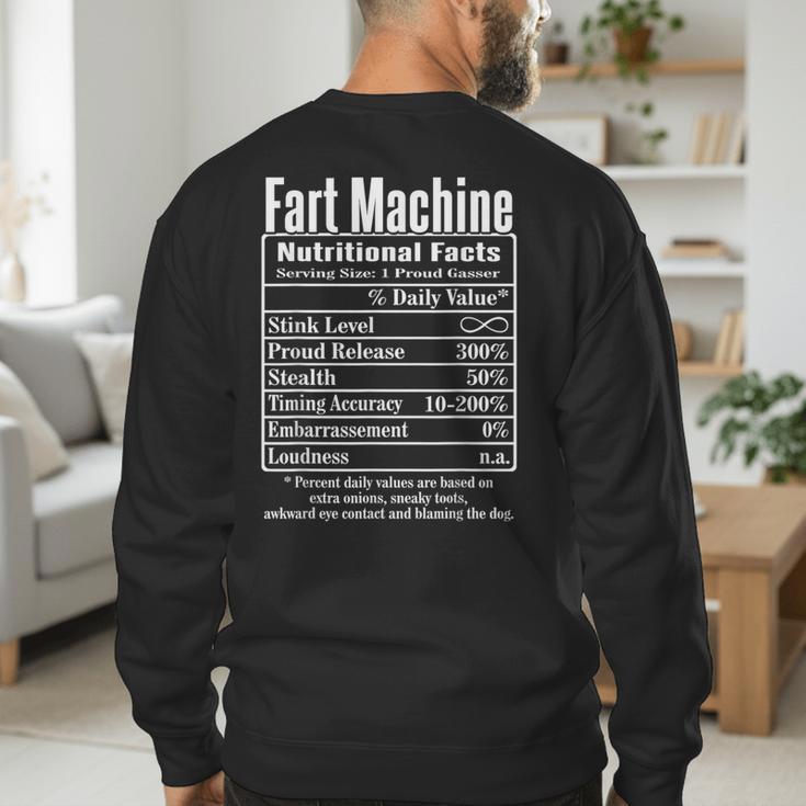 Nutrion Facts Fart Machine Dad Jokes Farting Humor Men's Sweatshirt Back Print