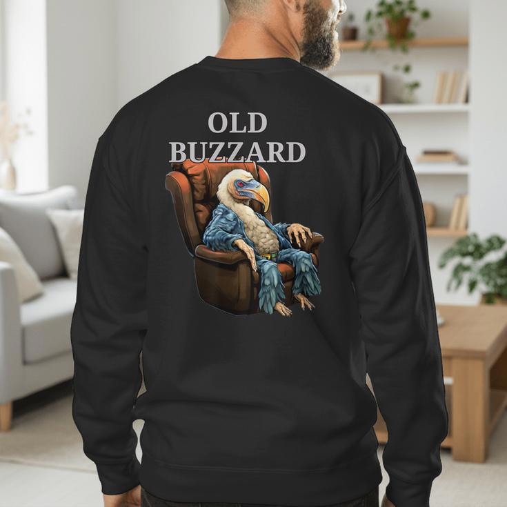 Old Buzzard Bird Old Man Grandpa Recliner Dads Joke Men's Sweatshirt Back Print