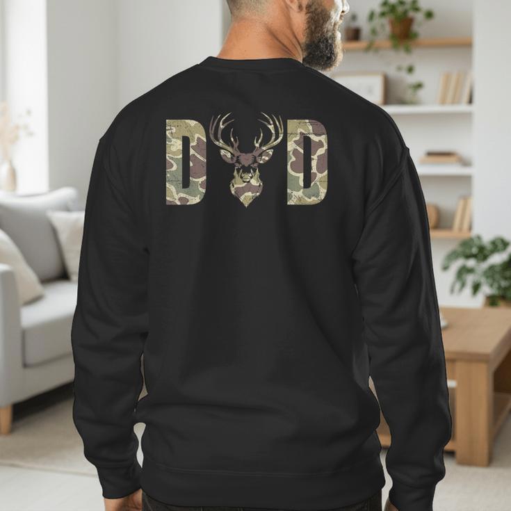 Old School Camo Dad Hunting Camouflage Deer Father's Day Men's Sweatshirt Back Print
