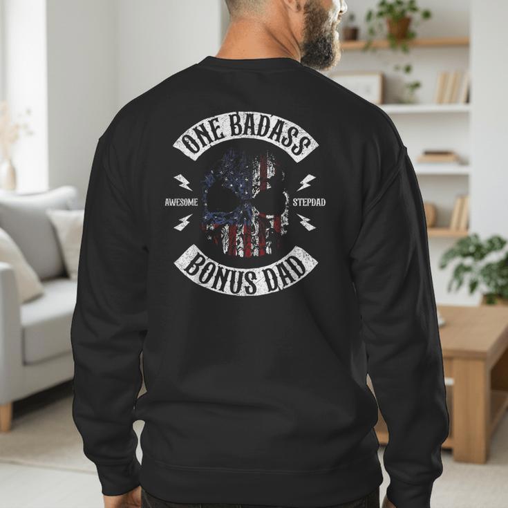 One Badass Bonus Stepdad Birthday Step Dad Men's Sweatshirt Back Print