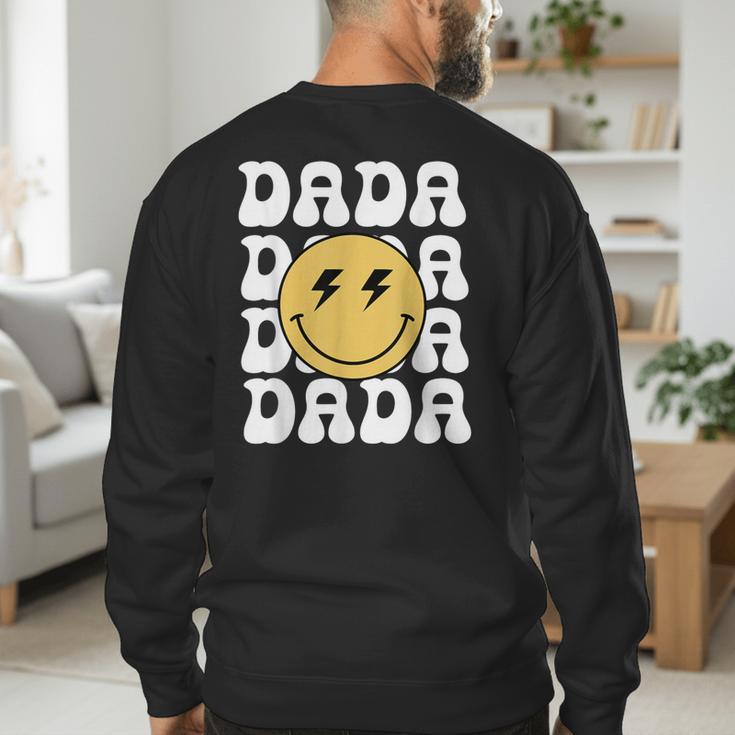 One Happy Family Birthday Matching Apparel Dada One Happy Dude Birthday Theme Family Matching Adult Child Short Sleeve Crew Neck Classic Fit Polyester 50 Cotton 50 Men's Sweatshirt Back Print