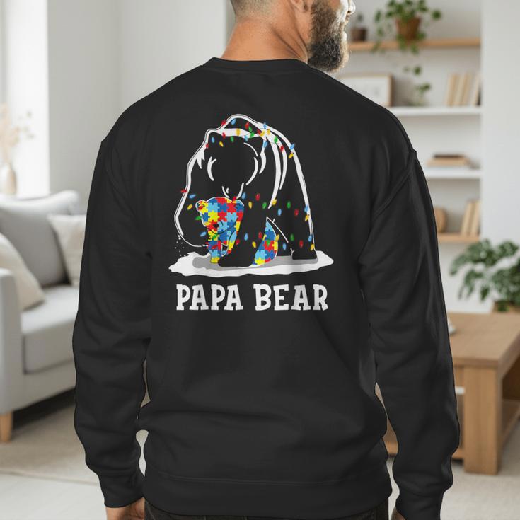 Papa Bear Autism Awareness Autism Matching Family Dad Men's Sweatshirt Back Print