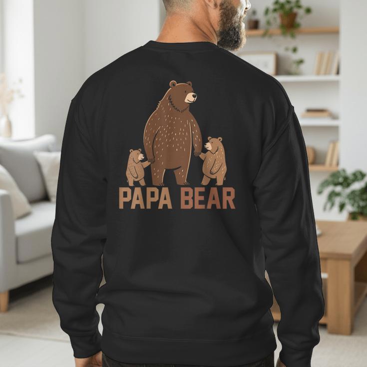 Papa Bear Dad Two Cubs Daddy Bear 2 Kids Father's Day Men's Sweatshirt Back Print Papa Bear Dad Two Cubs Daddy Bear 2 Kids Father's Day Men's Sweatshirt Back Print