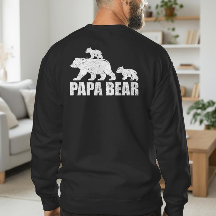 Papa Bear Two Cubs Shirt Daddy Bear Twin Tshirt Papa 2 Kids Men's Sweatshirt Back Print