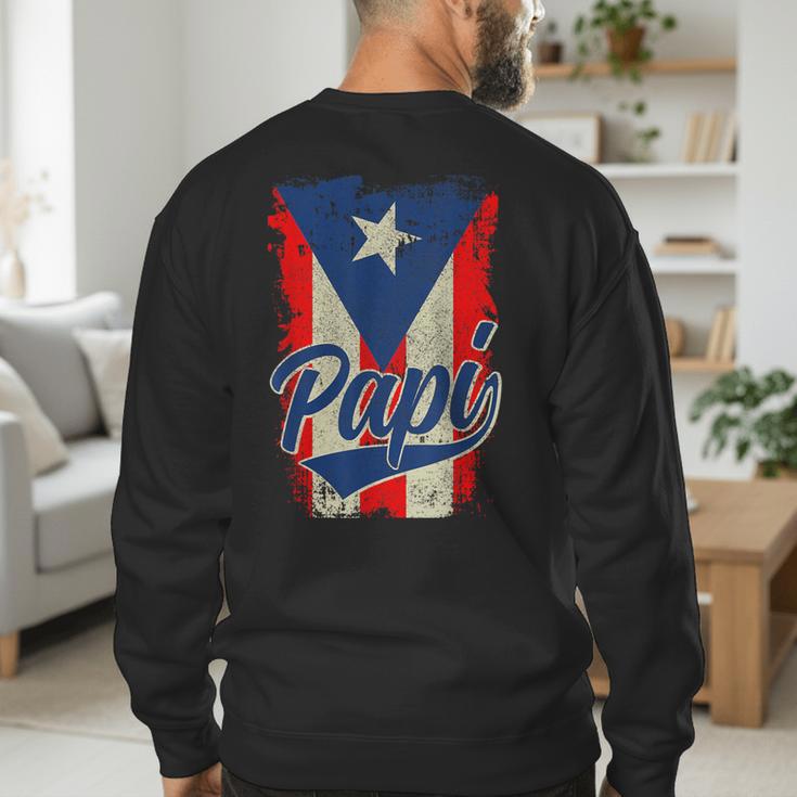 Papi Puerto Rican Dad Puerto Rico Pride Boricua Father's Day Men's Sweatshirt Back Print
