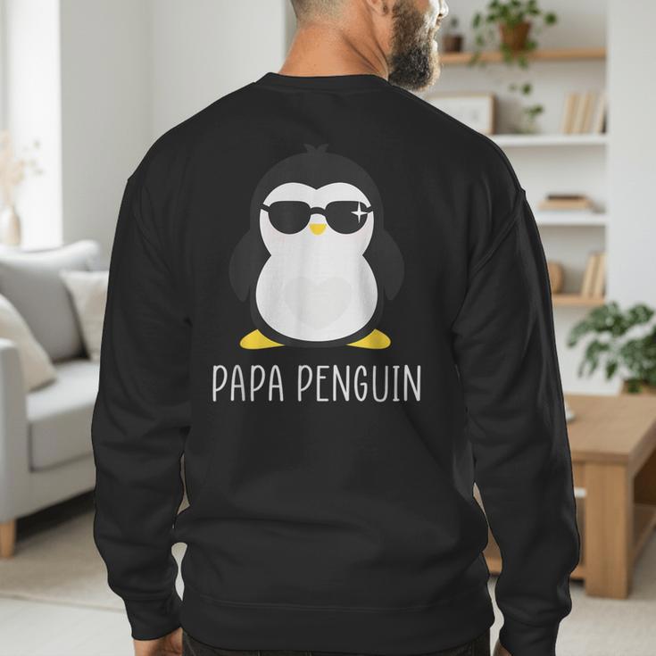 Penguin Papa Father's & Cute Dad Men's Sweatshirt Back Print