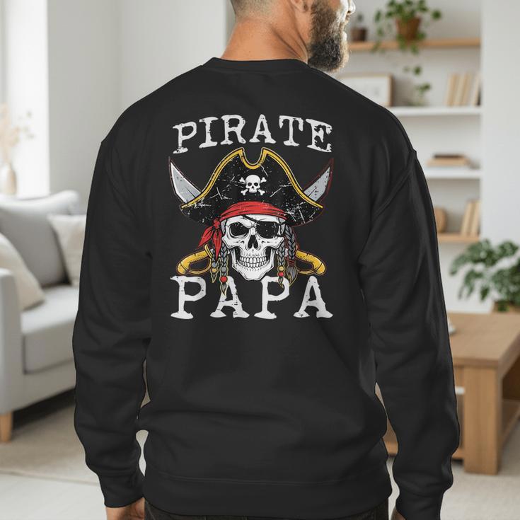 Pirate Papa Skull Family Matching Costume Dad Grandpa Men Men's Sweatshirt Back Print Pirate Papa Skull Family Matching Costume Dad Grandpa Men Men's Sweatshirt Back Print