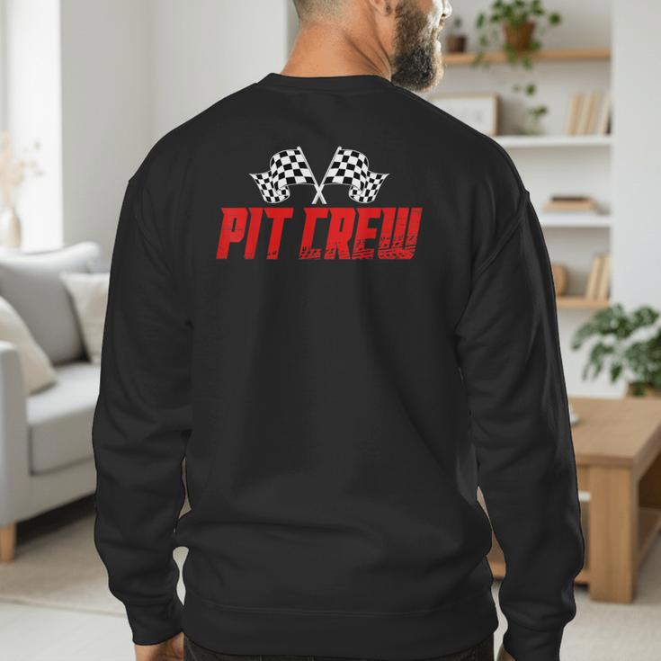 Pit Crew Family Racing Birthday Race Car For Dad Mom Kids Men's Sweatshirt Back Print