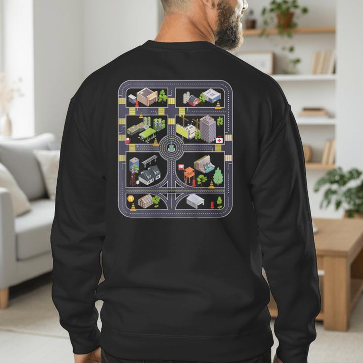 Play Cars On Dad's Back Mom's Back City Map BACK PRINT ONLY Men's Sweatshirt Back Print