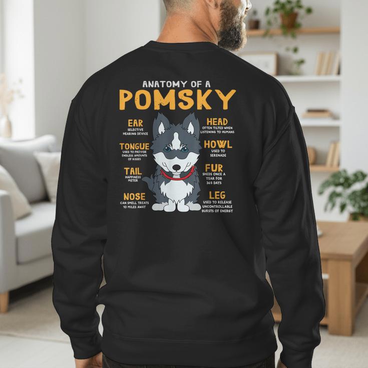 Pomsky Anatomy Dog Mom Dad Men's Sweatshirt Back Print
