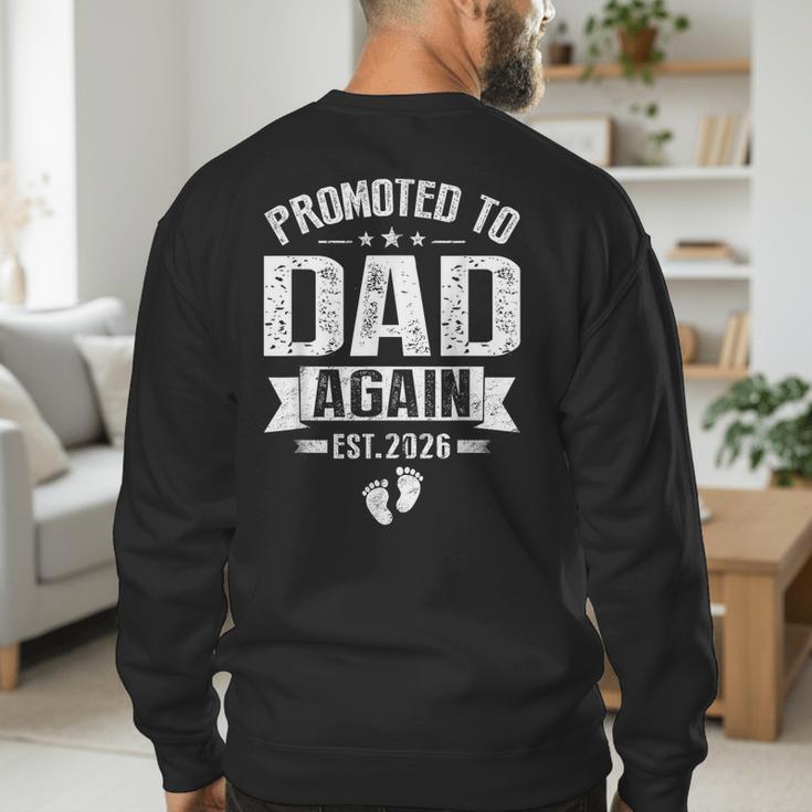 Promoted To Dad Again Est 2026 Pregnancy Announcement Men's Sweatshirt Back Print Promoted To Dad Again Est 2026 Pregnancy Announcement Men's Sweatshirt Back Print