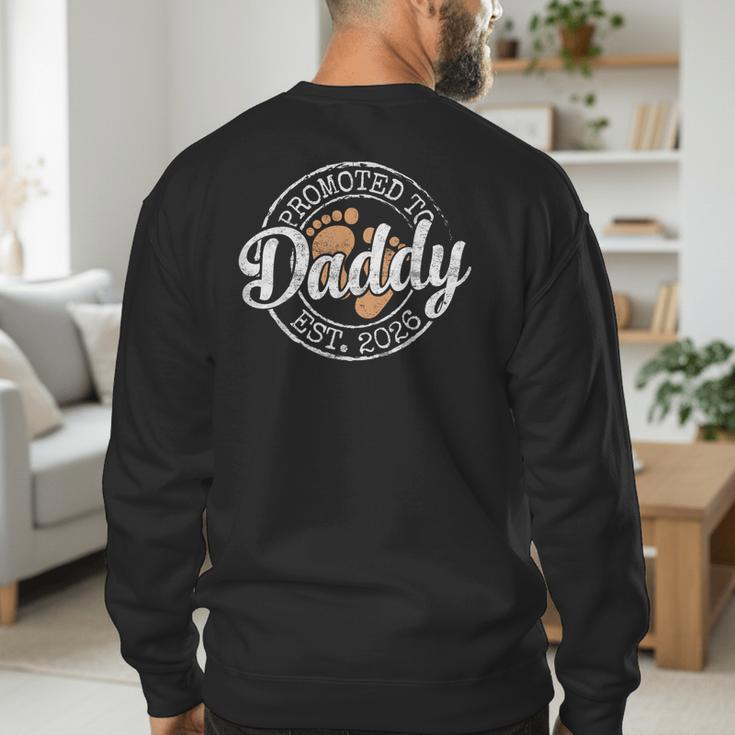 Promoted To Daddy Est 2026 Stamp First Time Dad To Be Men's Sweatshirt Back Print