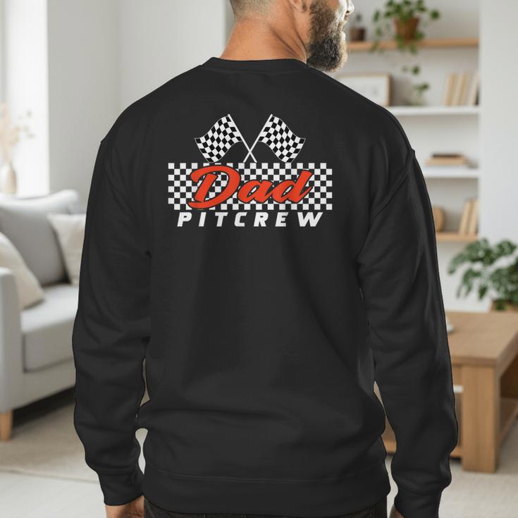 Race Car Birthday Party Racing Family Dad Pit Crew Men's Sweatshirt Back Print Race Car Birthday Party Racing Family Dad Pit Crew Men's Sweatshirt Back Print