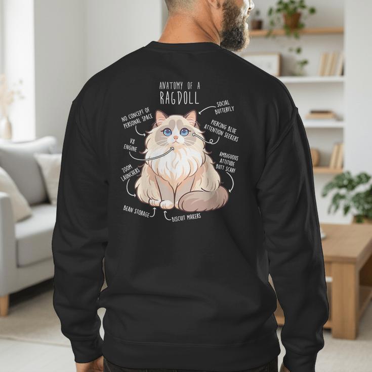 Ragdoll Cat Anatomy Cute Pet Mom Dad Cream Bicolor Men's Sweatshirt Back Print