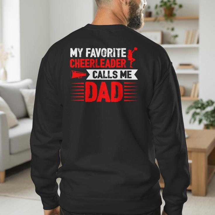 Red Cheer Dad Family Father Cheerleader Squad Men's Sweatshirt Back Print