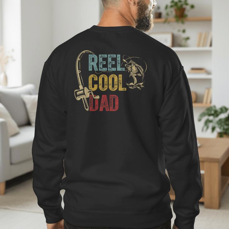 Reel Cool Dad Fishing Shirt Father's Day Fisherman Men's Sweatshirt Back Print