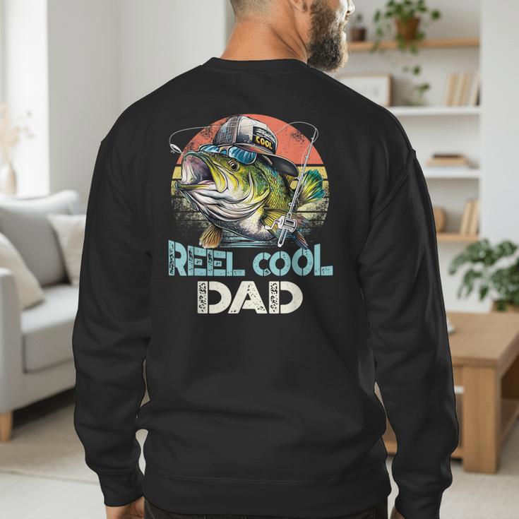 Reel Cool Dad Fishing Vintage Retro Father's Day Men's Sweatshirt Back Print