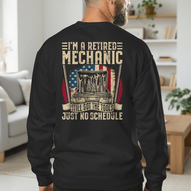 Retired Car Mechanic Tool Retirement Dad Grandpa Men Men's Sweatshirt Back Print