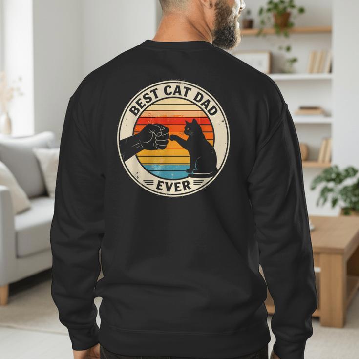 Retro Cat Dad Ever Cats Lovers For Men Women And Kids Men's Sweatshirt Back Print