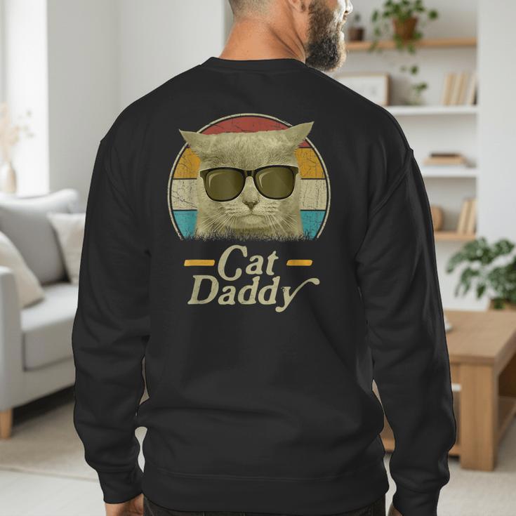 Retro Cat Daddy 80s 90s Style Sunglasses Men's Sweatshirt Back Print