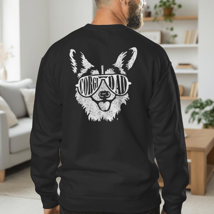 Retro Corgi Dad Dog Owner Pet Welsh Corgi Fathers Day Men's Sweatshirt Back Print