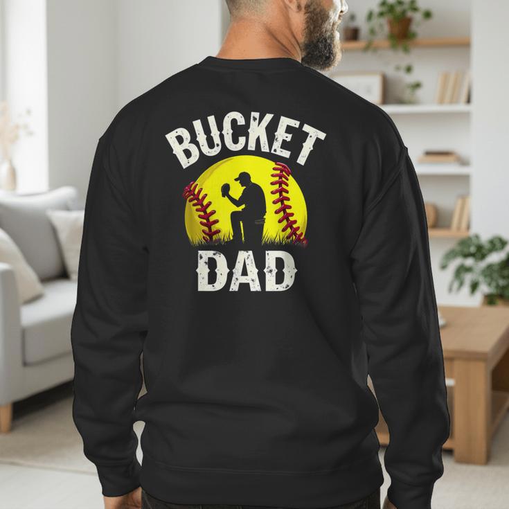 Retro Daddy Bucket Dad Softball Girl Men's Sweatshirt Back Print