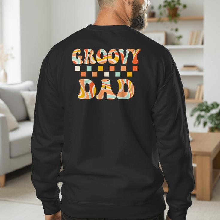 Retro Groovy Dad Matching Family 1st Birthday Party Men's Sweatshirt Back Print