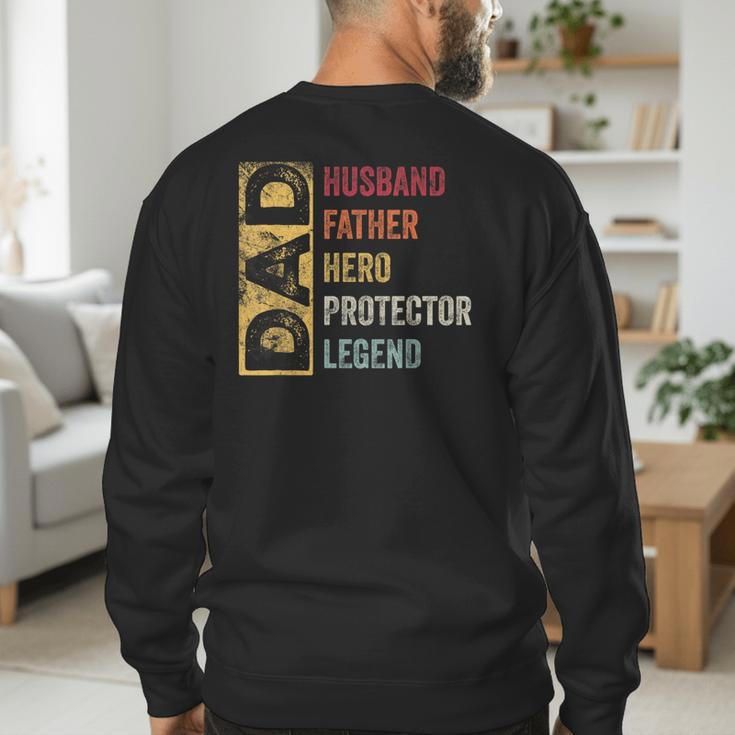 Retro Husband Father Hero Protector Legend Father Day Dad Men's Sweatshirt Back Print