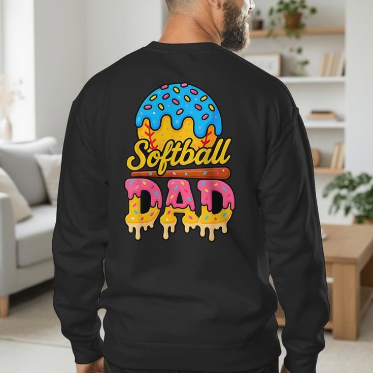 Retro Ice Cream Drip Softball Dad Game Day Dad Father's Day Men's Sweatshirt Back Print