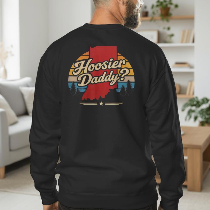Retro Vintage US States Hoosier Daddy State Outline Desig Men's Sweatshirt Back Print Retro Vintage US States Hoosier Daddy State Outline Desig Men's Sweatshirt Back Print
