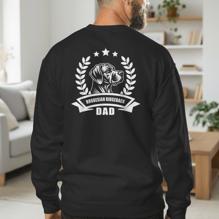 Rhodesian Ridgeback Dad With Banner And Ear Wreath Men's Sweatshirt Back Print