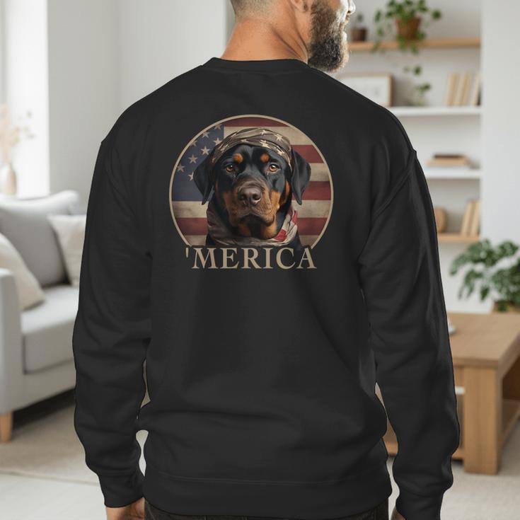 Rottie Dog Mom Dad 'Merica Rottweiler Men's Sweatshirt Back Print Rottie Dog Mom Dad 'Merica Rottweiler Men's Sweatshirt Back Print