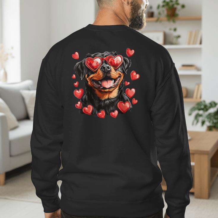 Rottweiler Heart Glasses Cute Rottie Dog Lover Mom Dad Kids Men's Sweatshirt Back Print