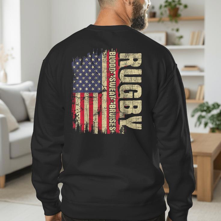 Rugby Blood Sweat Bruises Rugby Player Coach Dad Mom Men's Sweatshirt Back Print