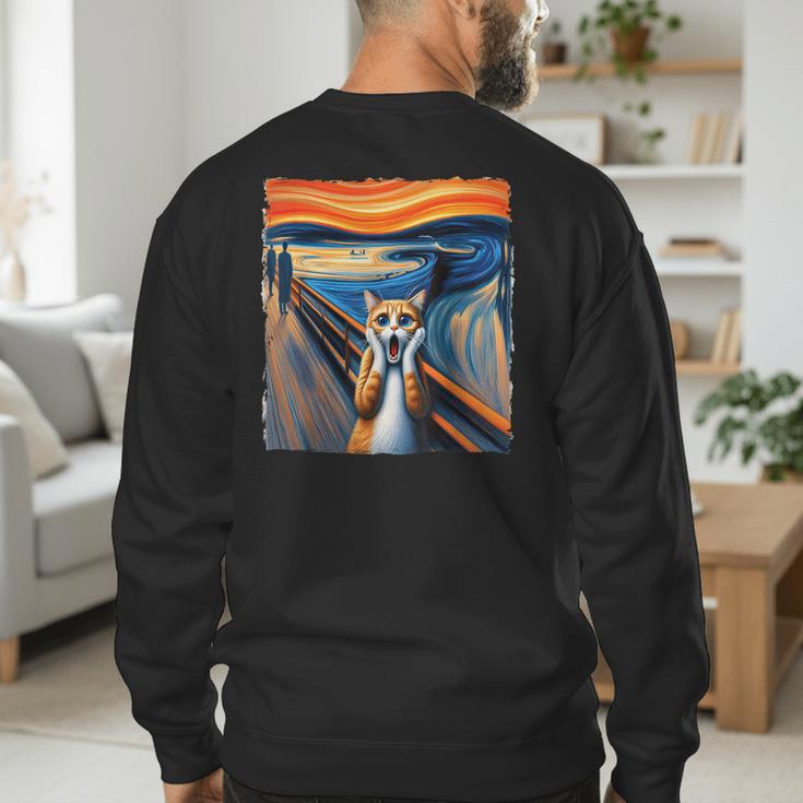 The Scream Cat Parody For Kitty Cat Lover Cat Mom Cat Dad Men's Sweatshirt Back Print