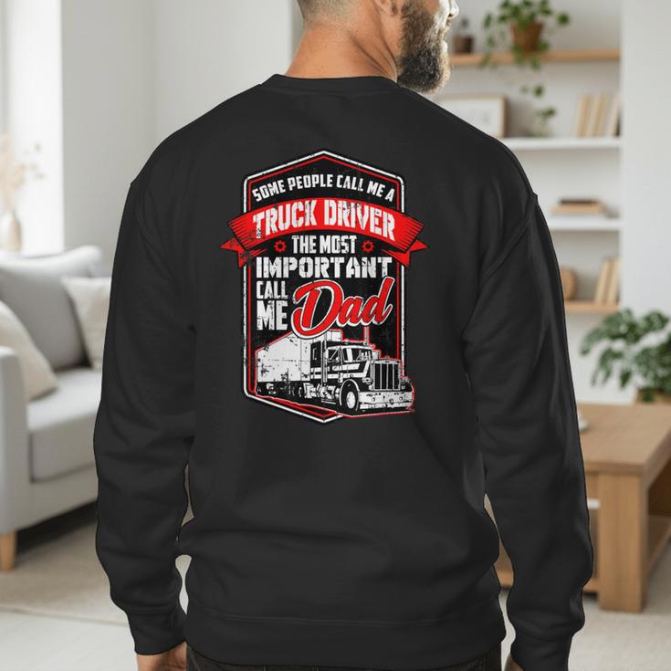 Semi Truck Driver For Truckers And Dads Small Men's Sweatshirt Back Print