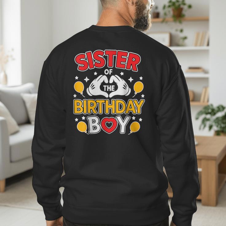 Sister Of The Birthday Boy Family Matching Dad Mom Men's Sweatshirt Back Print