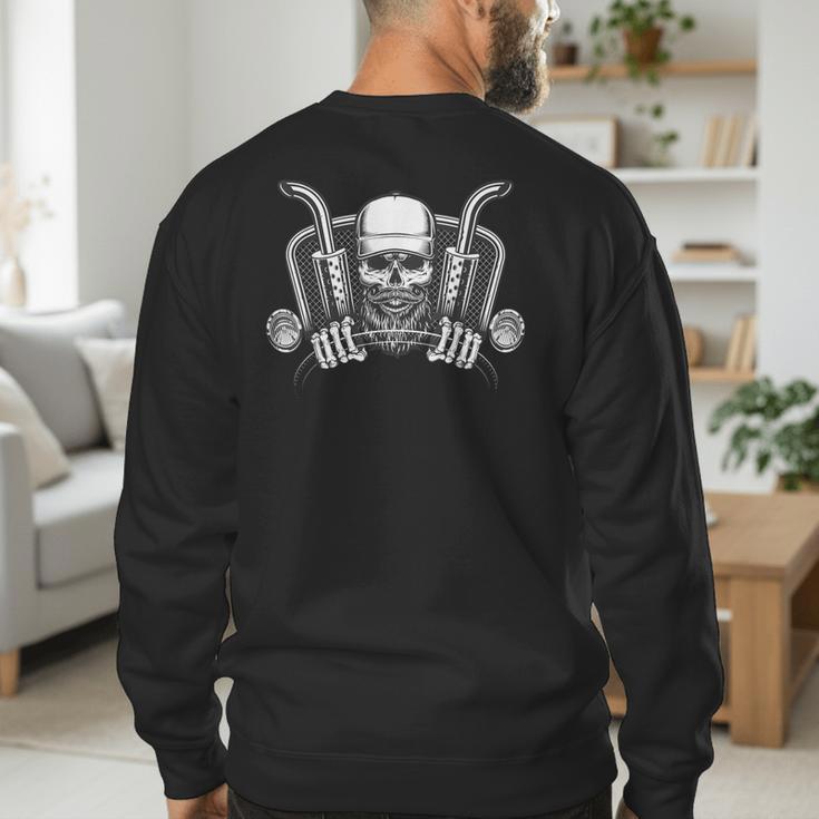 Skeleton Truck Driver Big Trucking Trucker Dad Men's Sweatshirt Back Print Skeleton Truck Driver Big Trucking Trucker Dad Men's Sweatshirt Back Print