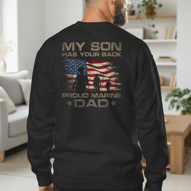 My Son Has Your Back Marine Dad Camouflage Men's Sweatshirt Back Print
