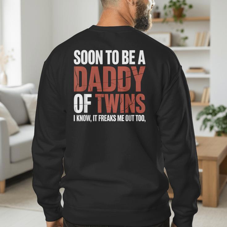 Soon To Be Dad Twins Fatherhood Pregnancy Announcement New D Men's Sweatshirt Back Print