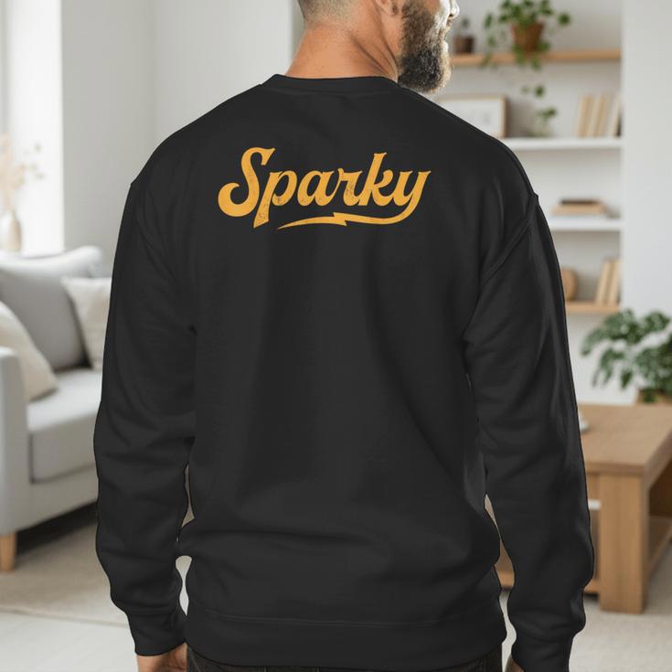 Sparky Electrician Lineman Dad Retro Vintage Novelty Men's Sweatshirt Back Print