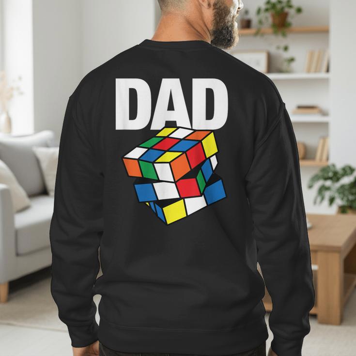 Speed Cubing Dad Puzzle Cuber Cube Kids Men's Sweatshirt Back Print