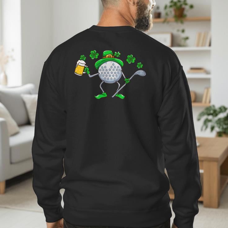 St Patricks Day Golf Golfing Irish Golfer Beer Humor Men Dad Men's Sweatshirt Back Print