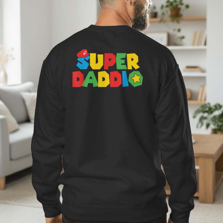 Super Gamer Dad Unleashed Celebrating Fatherly Powers Men's Sweatshirt Back Print